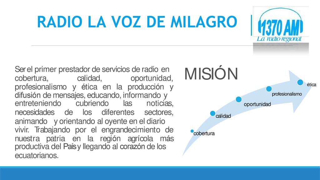 RADIO LA VOZ DE MILAGRO MIS IÓ N La radio regional