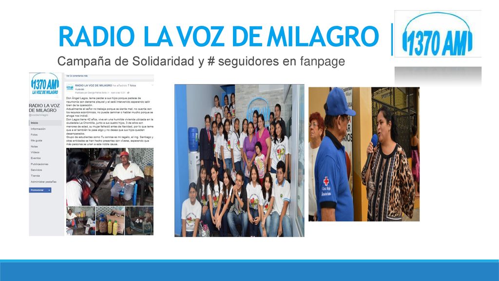 RADIO LA VOZ DE MILAGRO Campaña de Solidaridad y # seguidores en fanpage