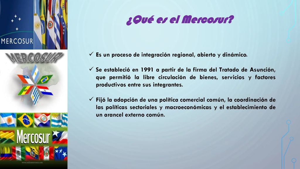 ¿Qué es el Mercosur Es un proceso de integración regional, abierto y dinámico.