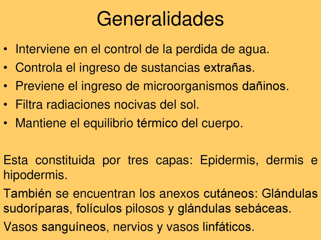 Generalidades Interviene en el control de la perdida de agua.