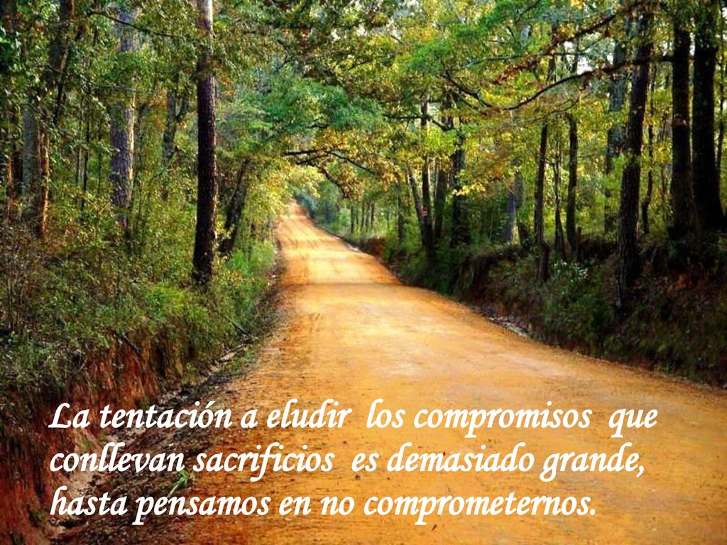 La tentación a eludir los compromisos que conllevan sacrificios es demasiado grande, hasta pensamos en no comprometernos.