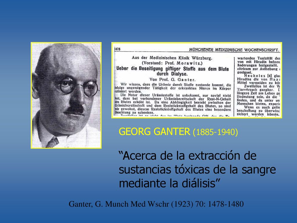 GEORG GANTER ( ) Acerca de la extracción de sustancias tóxicas de la sangre mediante la diálisis