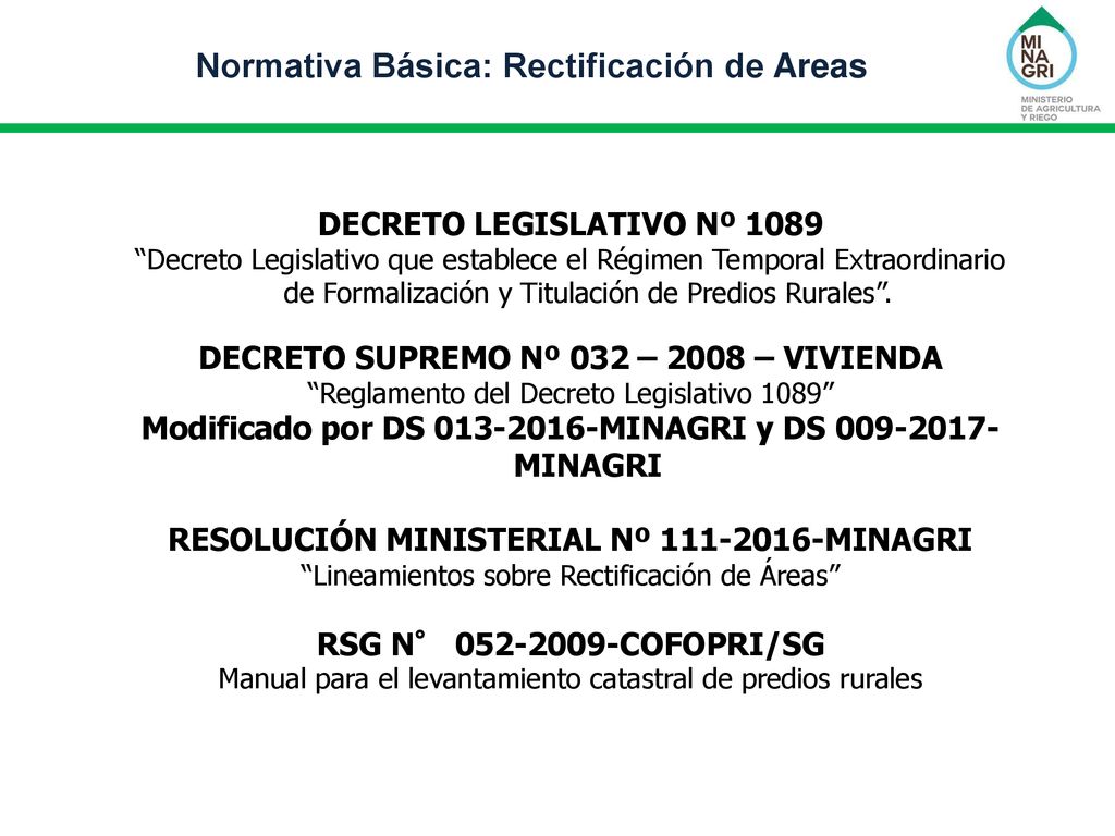 Ministerio De Agricultura Y Riego – MINAGRI Dirección De Saneamiento De ...