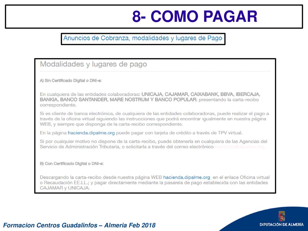 8- COMO PAGAR Formacion Centros Guadalinfos – Almeria Feb 2018