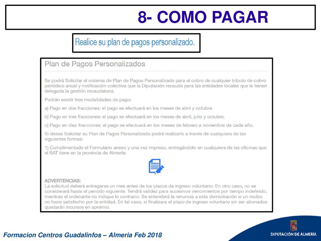 8- COMO PAGAR Formacion Centros Guadalinfos – Almeria Feb 2018