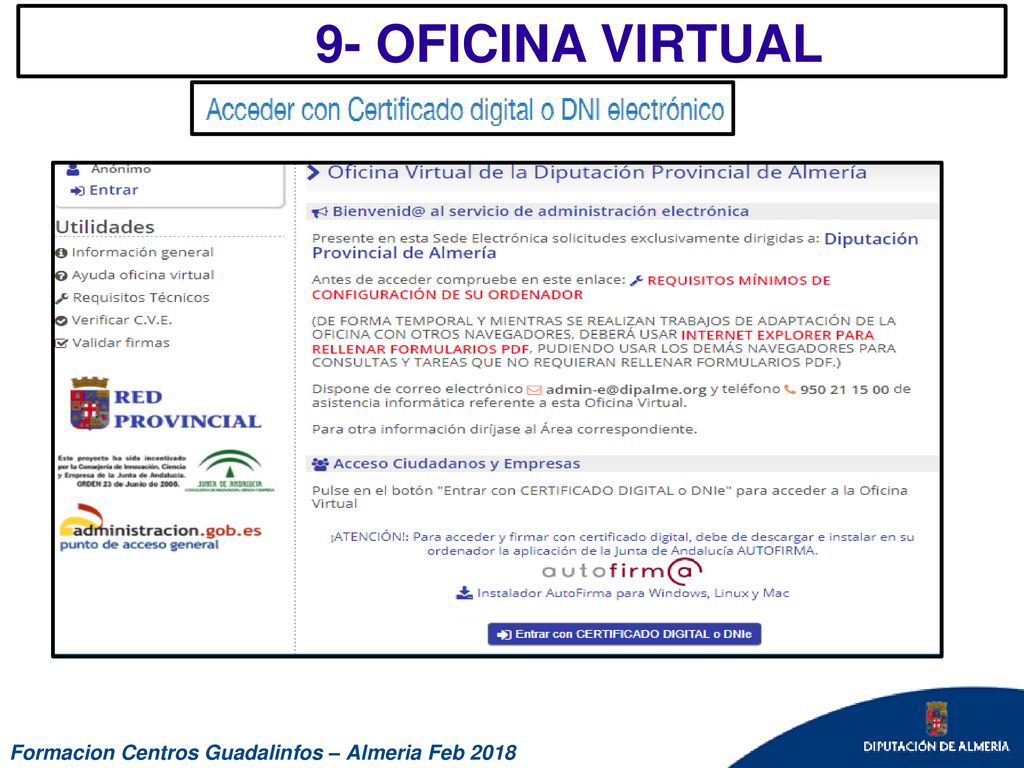 9- OFICINA VIRTUAL Formacion Centros Guadalinfos – Almeria Feb 2018