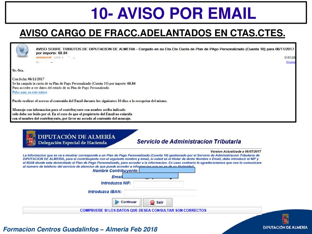 10- AVISO POR  AVISO CARGO DE FRACC.ADELANTADOS EN CTAS.CTES.