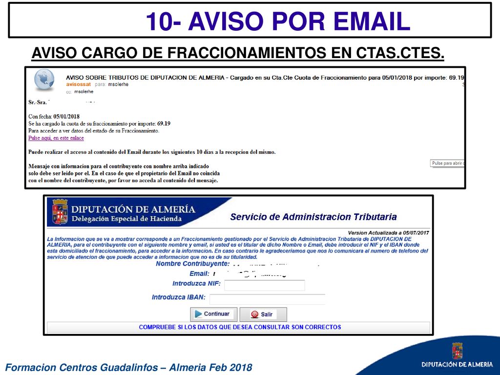 10- AVISO POR  AVISO CARGO DE FRACCIONAMIENTOS EN CTAS.CTES.