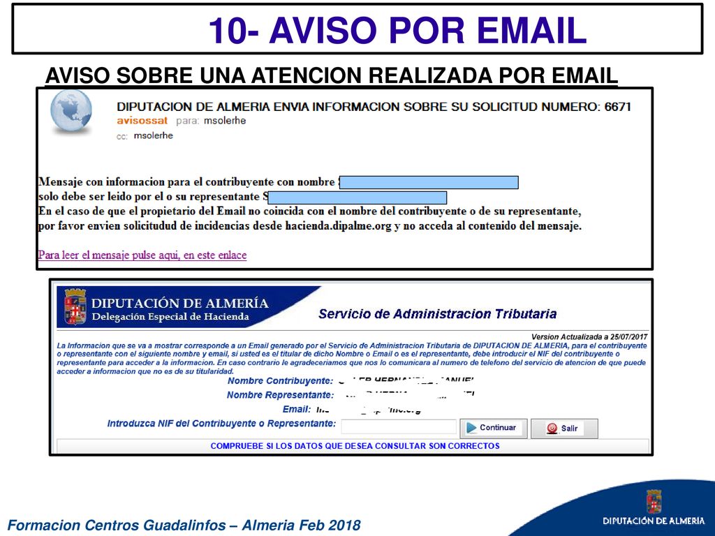 10- AVISO POR  AVISO SOBRE UNA ATENCION REALIZADA POR