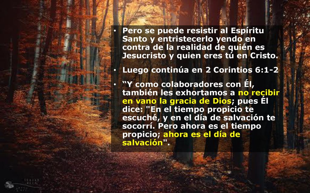 Pero se puede resistir al Espíritu Santo y entristecerlo yendo en contra de la realidad de quién es Jesucristo y quien eres tú en Cristo.