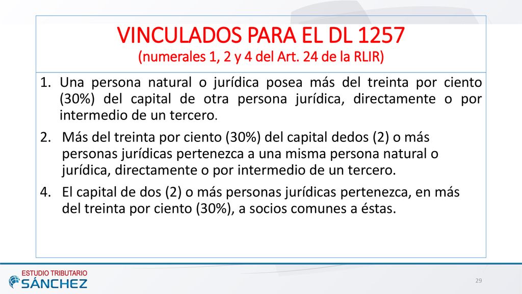 VINCULADOS PARA EL DL 1257 (numerales 1, 2 y 4 del Art. 24 de la RLIR)