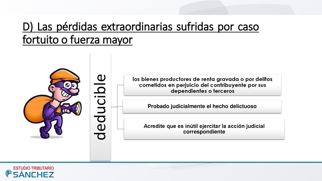 D) Las pérdidas extraordinarias sufridas por caso fortuito o fuerza mayor
