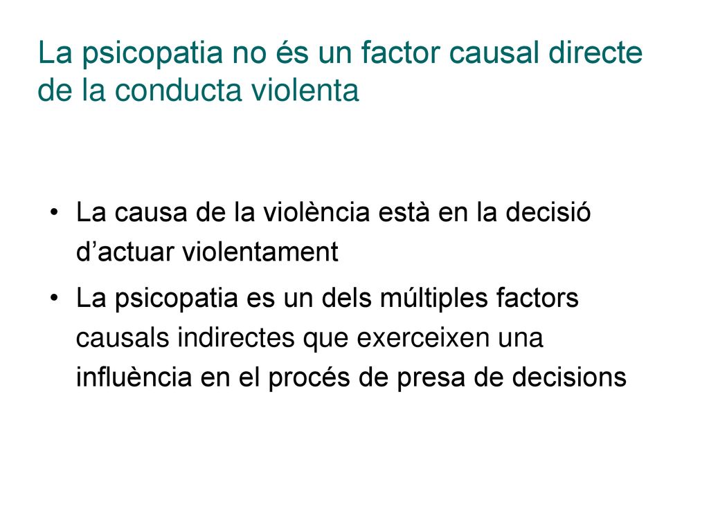 La psicopatia no és un factor causal directe de la conducta violenta