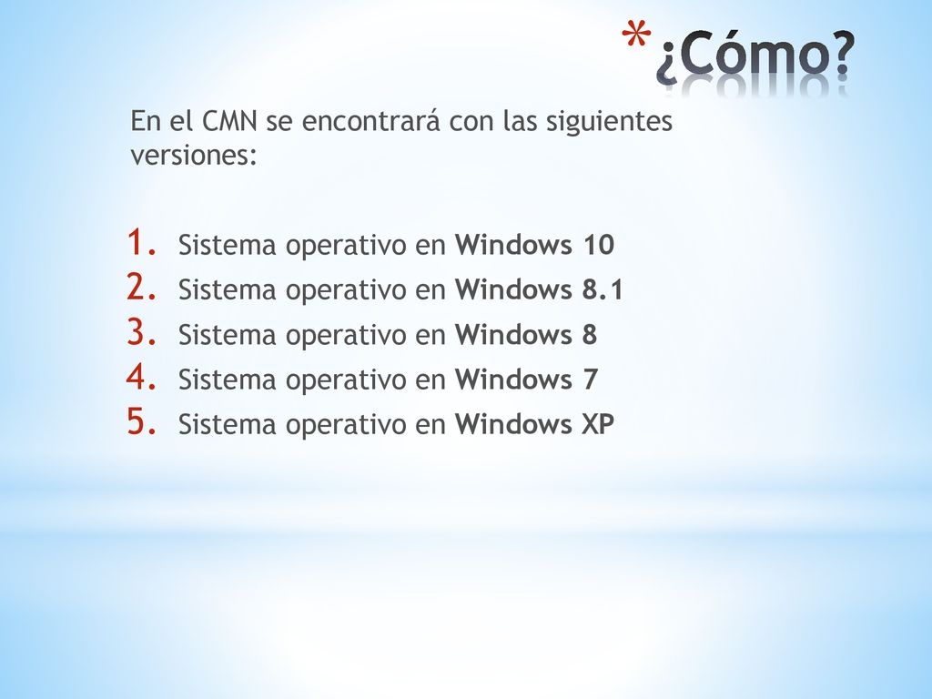 ¿Cómo En el CMN se encontrará con las siguientes versiones: