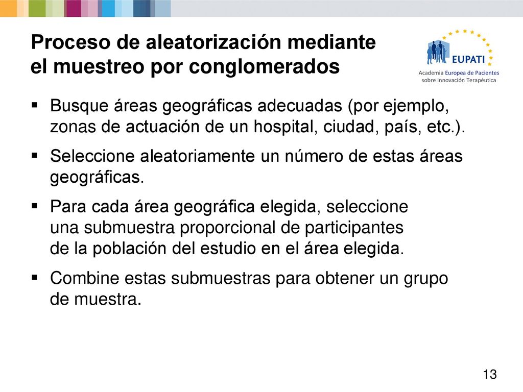 Proceso de aleatorización mediante el muestreo por conglomerados
