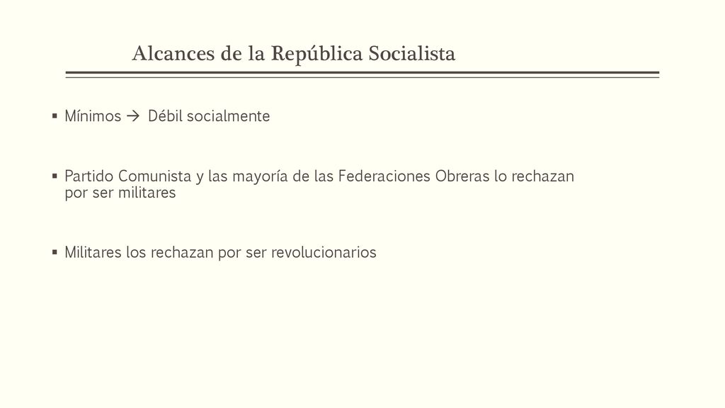 Alcances de la República Socialista