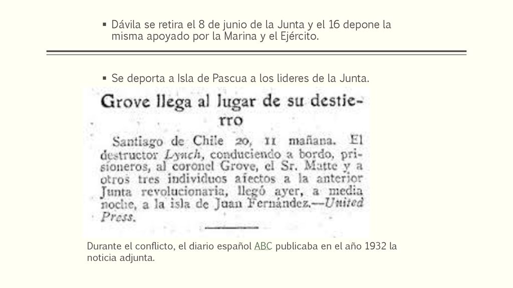 Se deporta a Isla de Pascua a los lideres de la Junta.