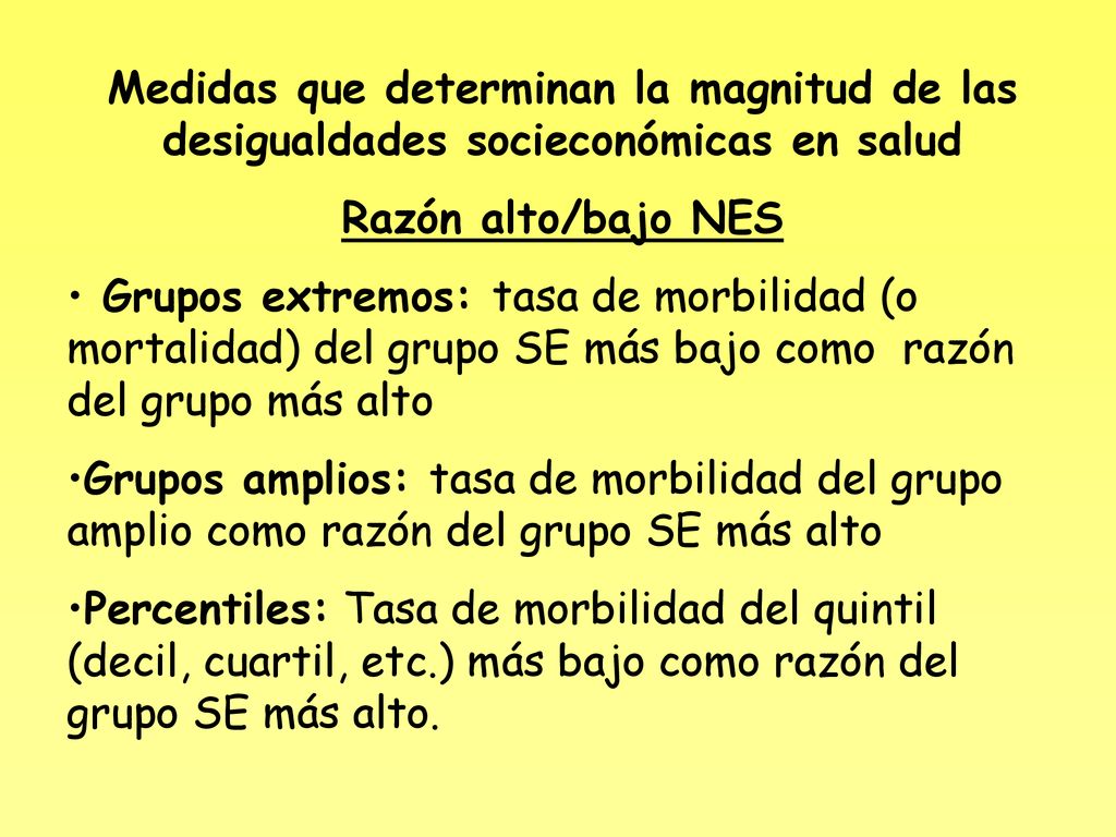 Medidas que determinan la magnitud de las desigualdades socieconómicas en salud