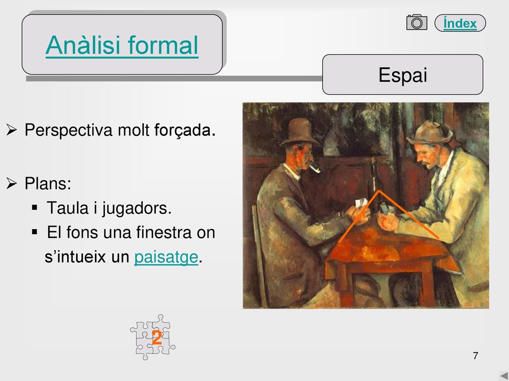 Anàlisi formal Espai 2 Perspectiva molt forçada. Plans: