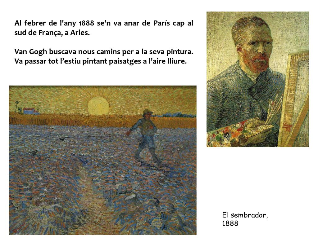 Al febrer de l any 1888 se n va anar de París cap al sud de França, a Arles.
