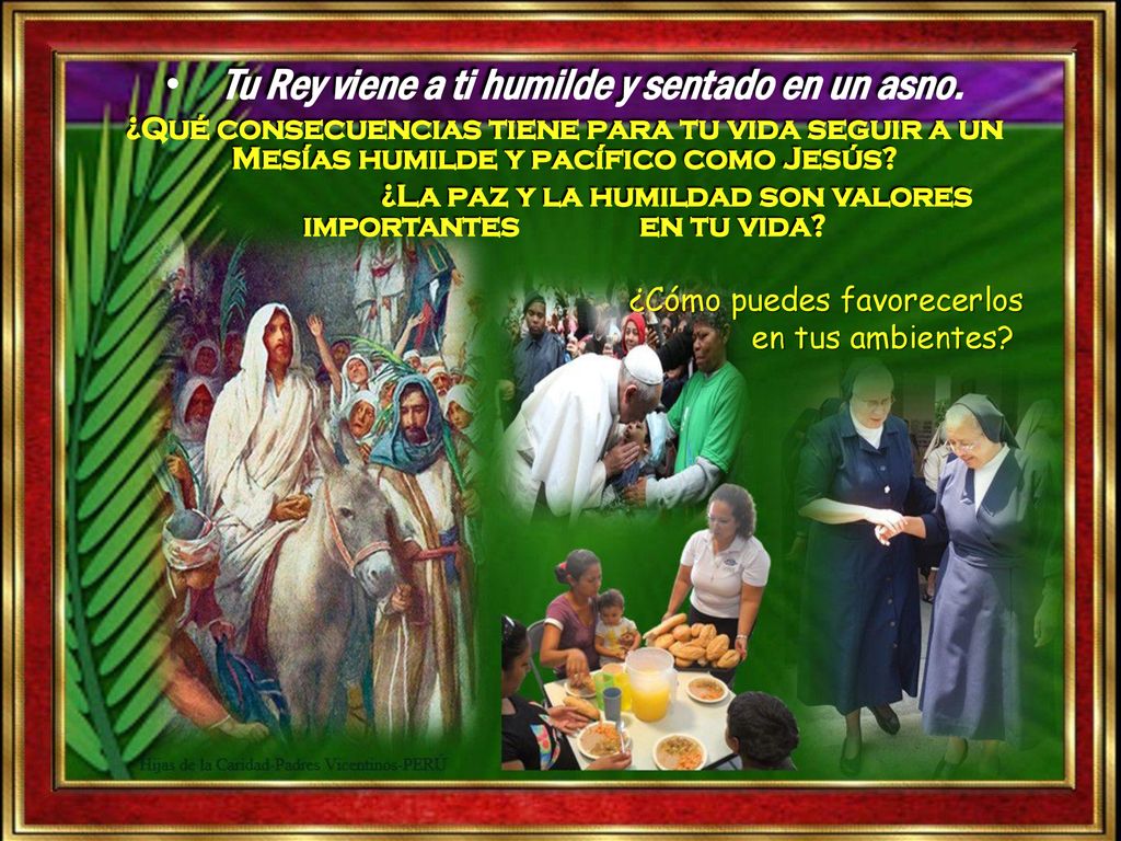 Tu Rey viene a ti humilde y sentado en un asno.