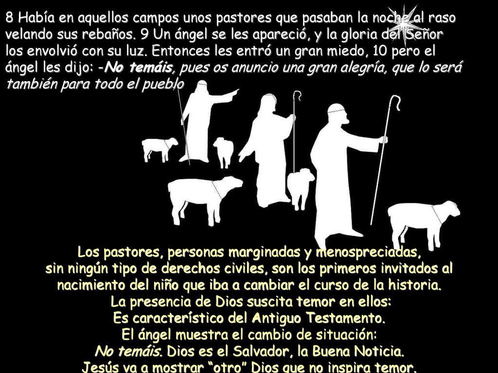 8 Había en aquellos campos unos pastores que pasaban la noche al raso