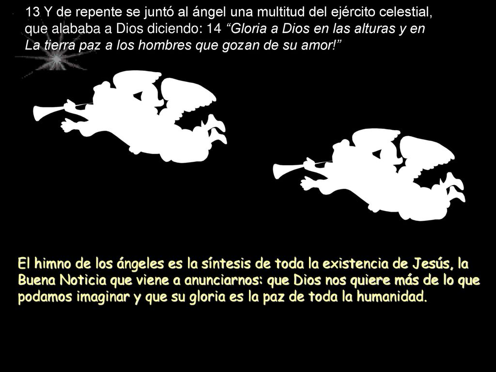13 Y de repente se juntó al ángel una multitud del ejército celestial,
