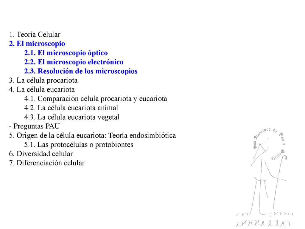 1. Teoría Celular 2. El microscopio El microscopio óptico El microscopio electrónico.