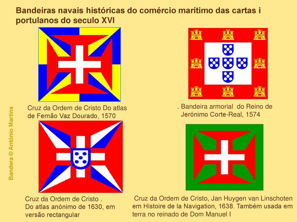 Bandeiras navais históricas do comércio marítimo das cartas i portulanos do seculo XVI