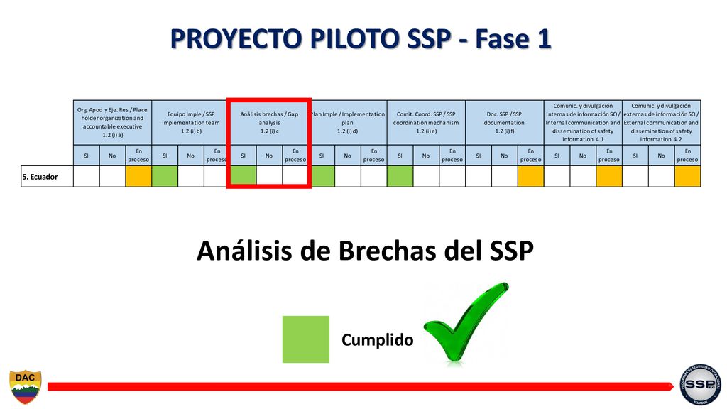 PROYECTO PILOTO SSP - Fase 1 Análisis de Brechas del SSP