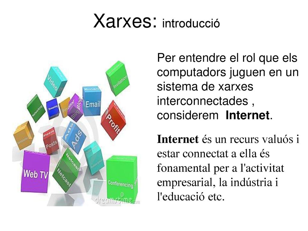 Xarxes: introducció Per entendre el rol que els computadors juguen en un sistema de xarxes interconnectades , considerem Internet.