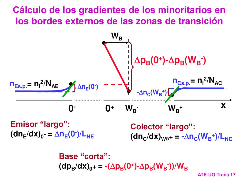 Cálculo de los gradientes de los minoritarios en los bordes externos de las zonas de transición