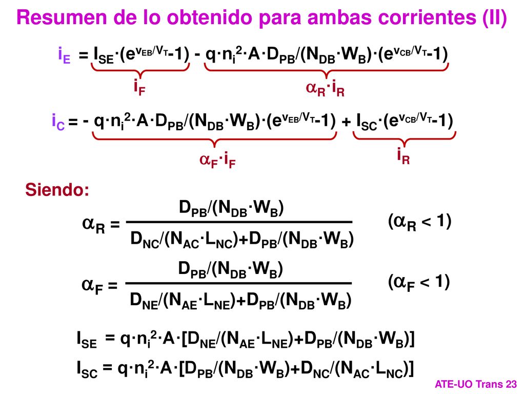 Resumen de lo obtenido para ambas corrientes (II)
