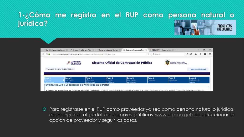1-¿Cómo me registro en el RUP como persona natural o jurídica