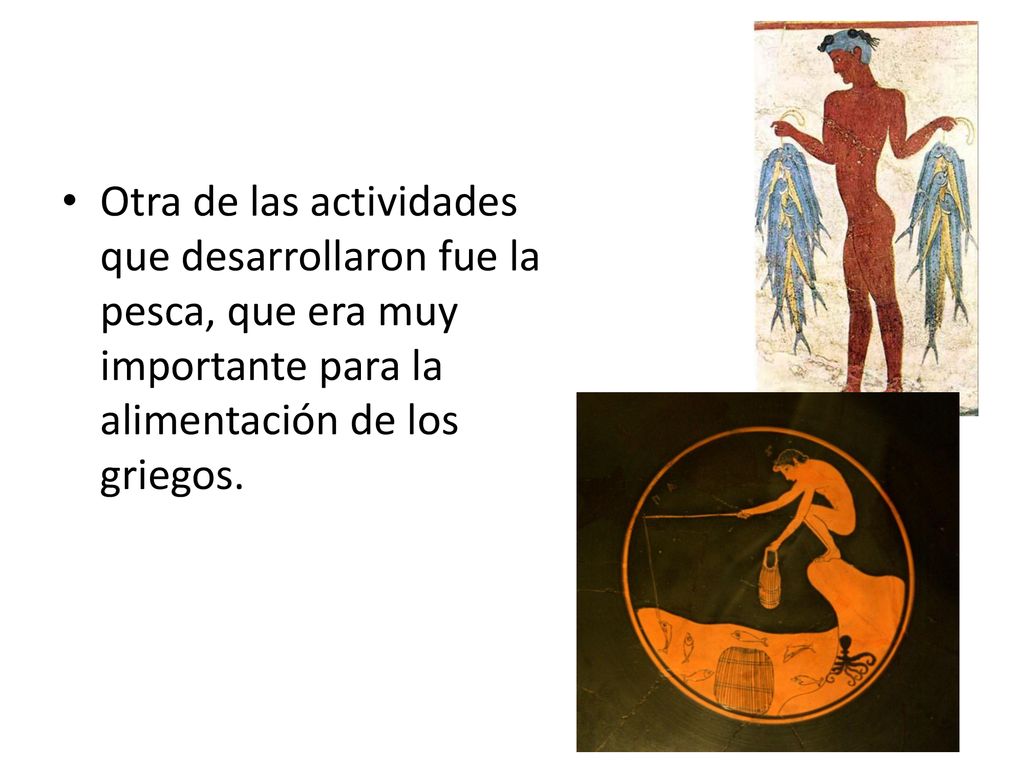Otra de las actividades que desarrollaron fue la pesca, que era muy importante para la alimentación de los griegos.