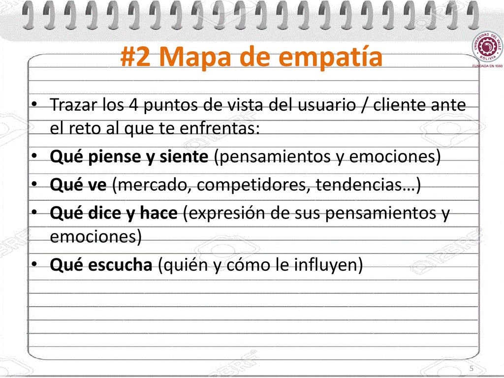 #2 Mapa de empatía Trazar los 4 puntos de vista del usuario / cliente ante el reto al que te enfrentas: