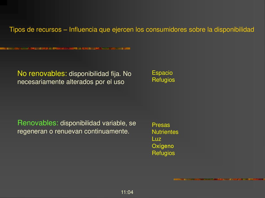 Tipos de recursos – Influencia que ejercen los consumidores sobre la disponibilidad