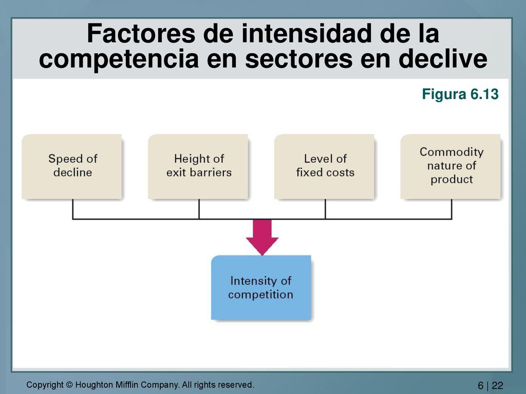 Factores de intensidad de la competencia en sectores en declive