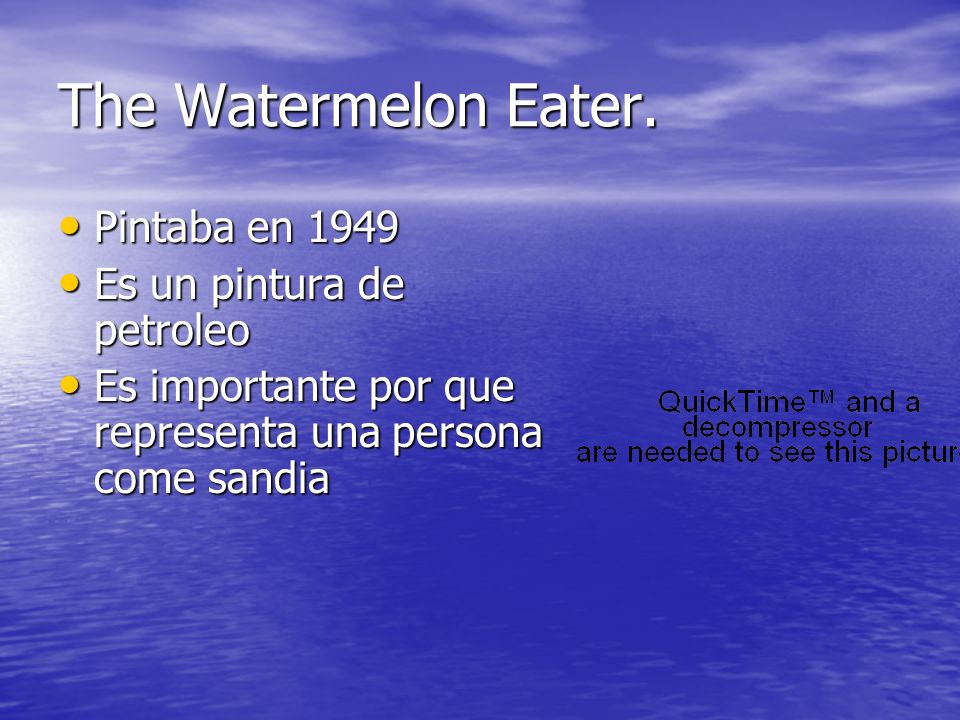 The Watermelon Eater. Pintaba en 1949 Es un pintura de petroleo