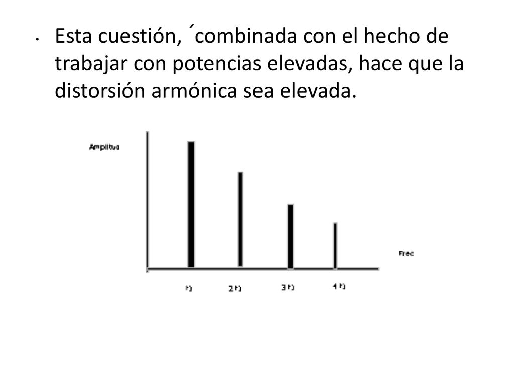 Esta cuestión, ´combinada con el hecho de trabajar con potencias elevadas, hace que la distorsión armónica sea elevada.