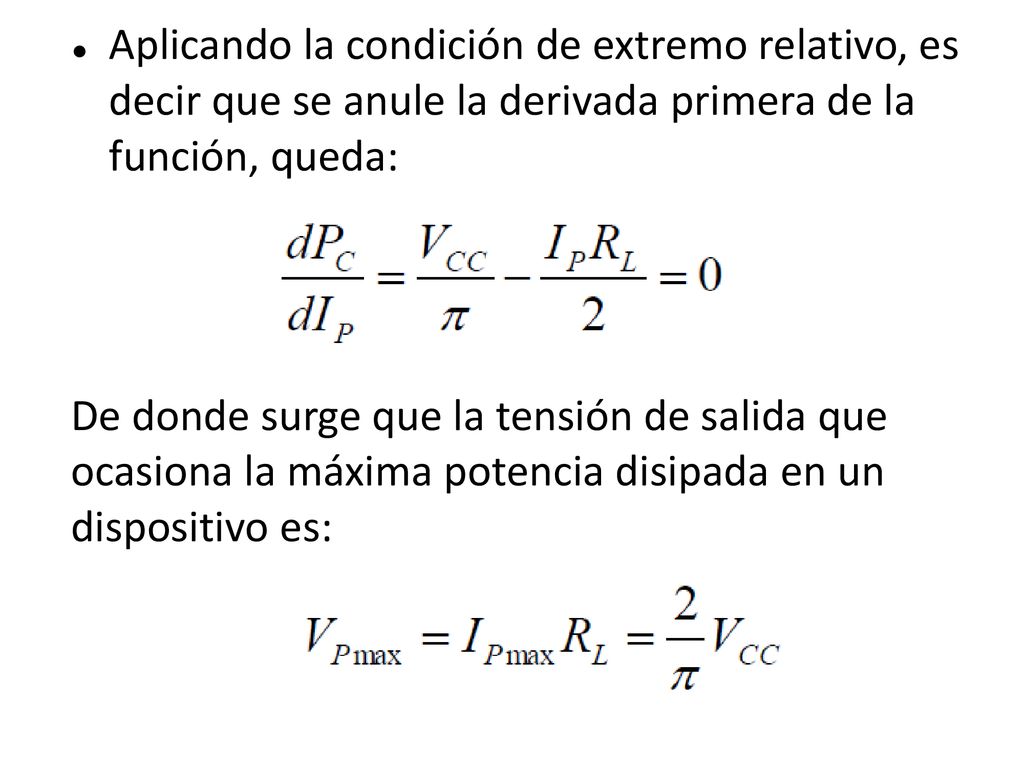 Aplicando la condición de extremo relativo, es decir que se anule la derivada primera de la función, queda: