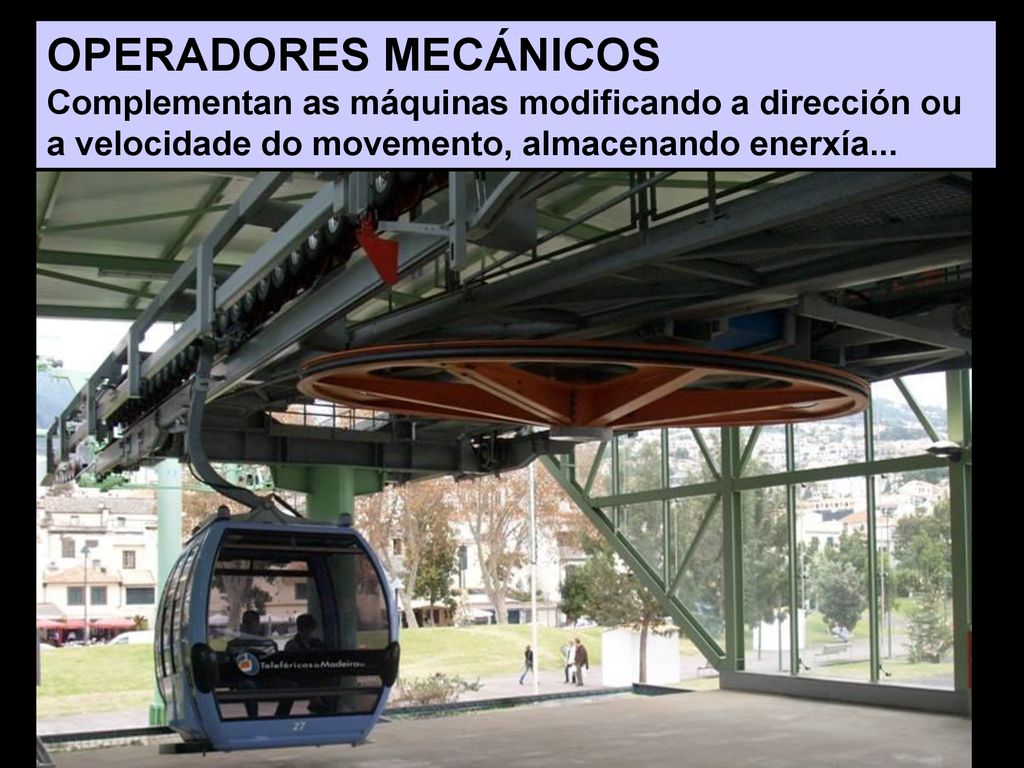 OPERADORES MECÁNICOS Complementan as máquinas modificando a dirección ou a velocidade do movemento, almacenando enerxía...