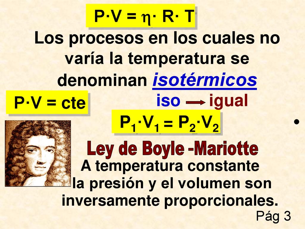 P·V = · R· T Los procesos en los cuales no varía la temperatura se denominan isotérmicos. iso igual.
