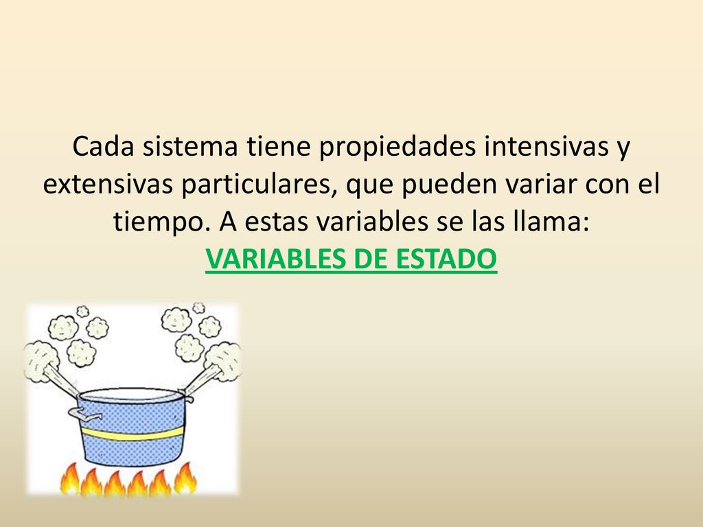 Cada sistema tiene propiedades intensivas y extensivas particulares, que pueden variar con el tiempo.