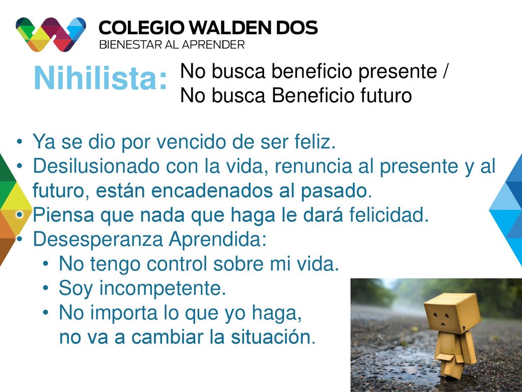 Nihilista: No busca beneficio presente / No busca Beneficio futuro