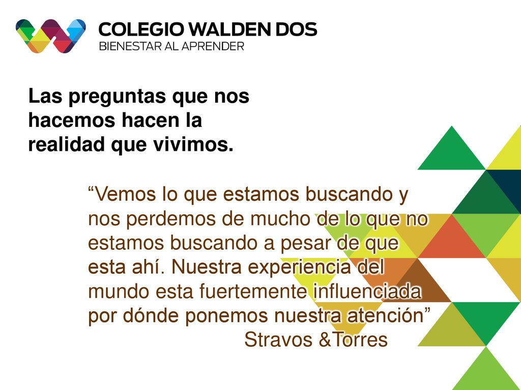 Las preguntas que nos hacemos hacen la realidad que vivimos.