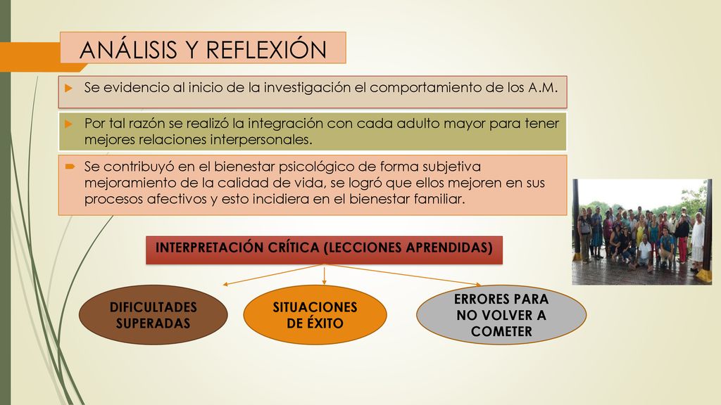 ANÁLISIS Y REFLEXIÓN Se evidencio al inicio de la investigación el comportamiento de los A.M.