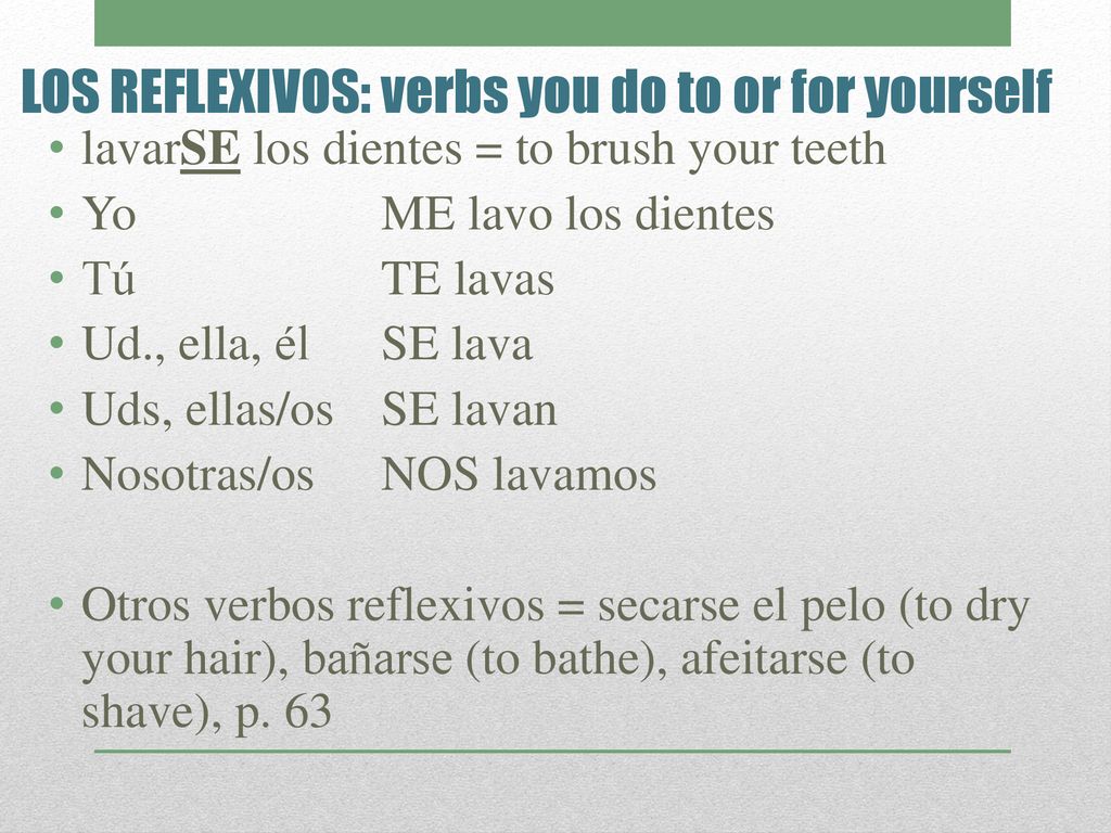 LOS REFLEXIVOS: verbs you do to or for yourself