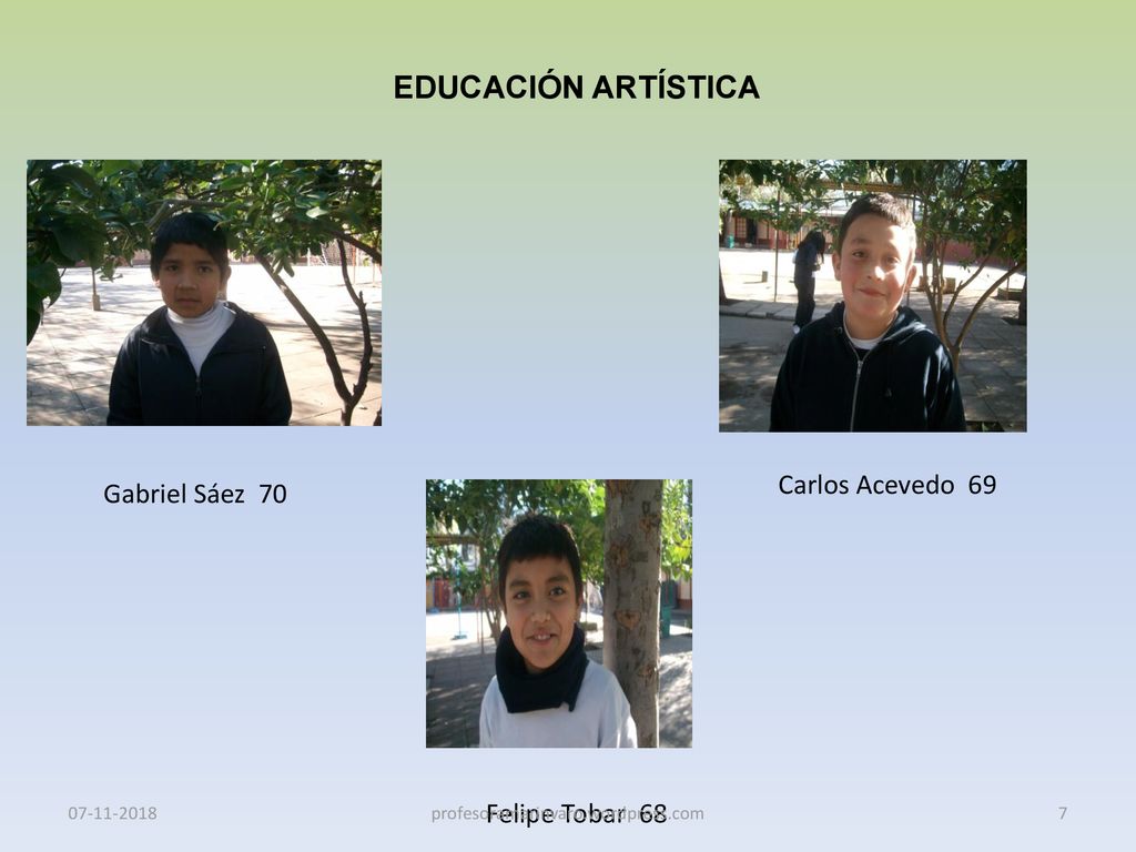 EDUCACIÓN ARTÍSTICA Carlos Acevedo 69 Gabriel Sáez 70 Felipe Tobar 68