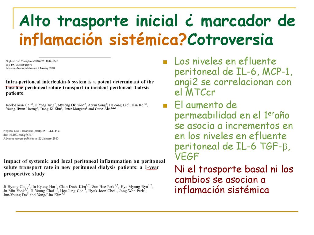 Alto trasporte inicial ¿ marcador de inflamación sistémica Cotroversia